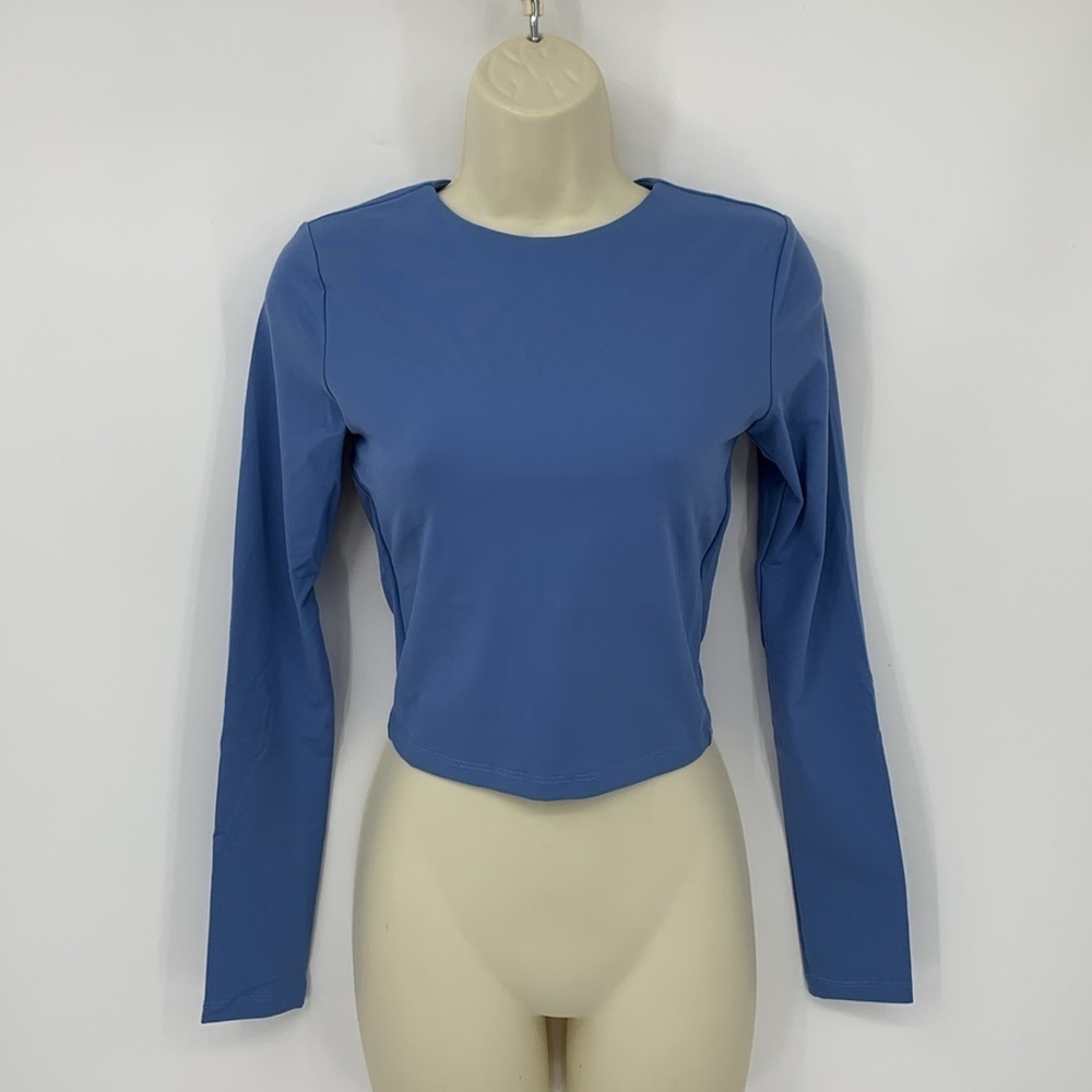 Susana Monaco long sleeve top shirt blouse jersey knit cornflower blue new XS
